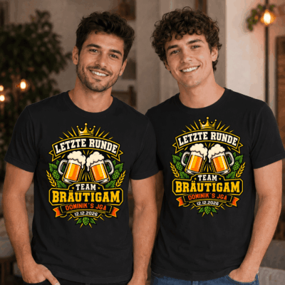 JGA 3 JGA T-Shirt Männer mit Biermotiv – personalisiertes Junggesellenabschied Letzte Runde