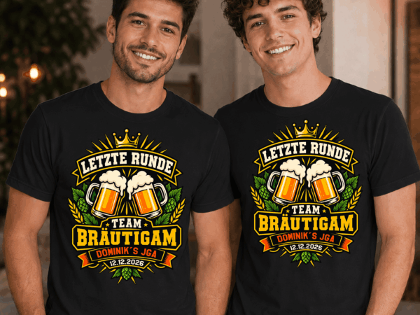 JGA 3 JGA T-Shirt Männer mit Biermotiv – personalisiertes Junggesellenabschied Letzte Runde