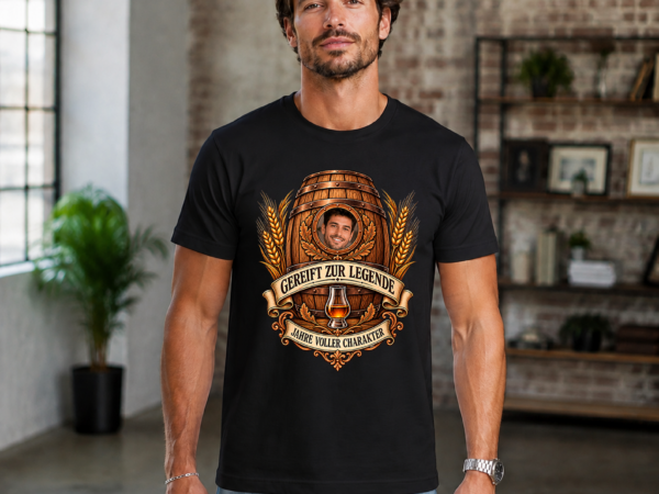 Men BDAY 1 Geburtstag T-Shirt Herren mit Foto und Alter – „Gereift zur Legende“ Whisky-Geschenk