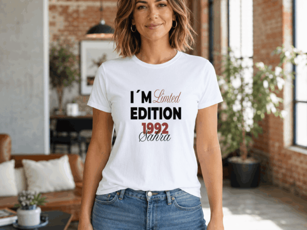 Woman BDAY 4 Limited Edition Geburtstag T-Shirt Damen personalisiert mit Name und Geburtsjahr – Jahrgangsshirt